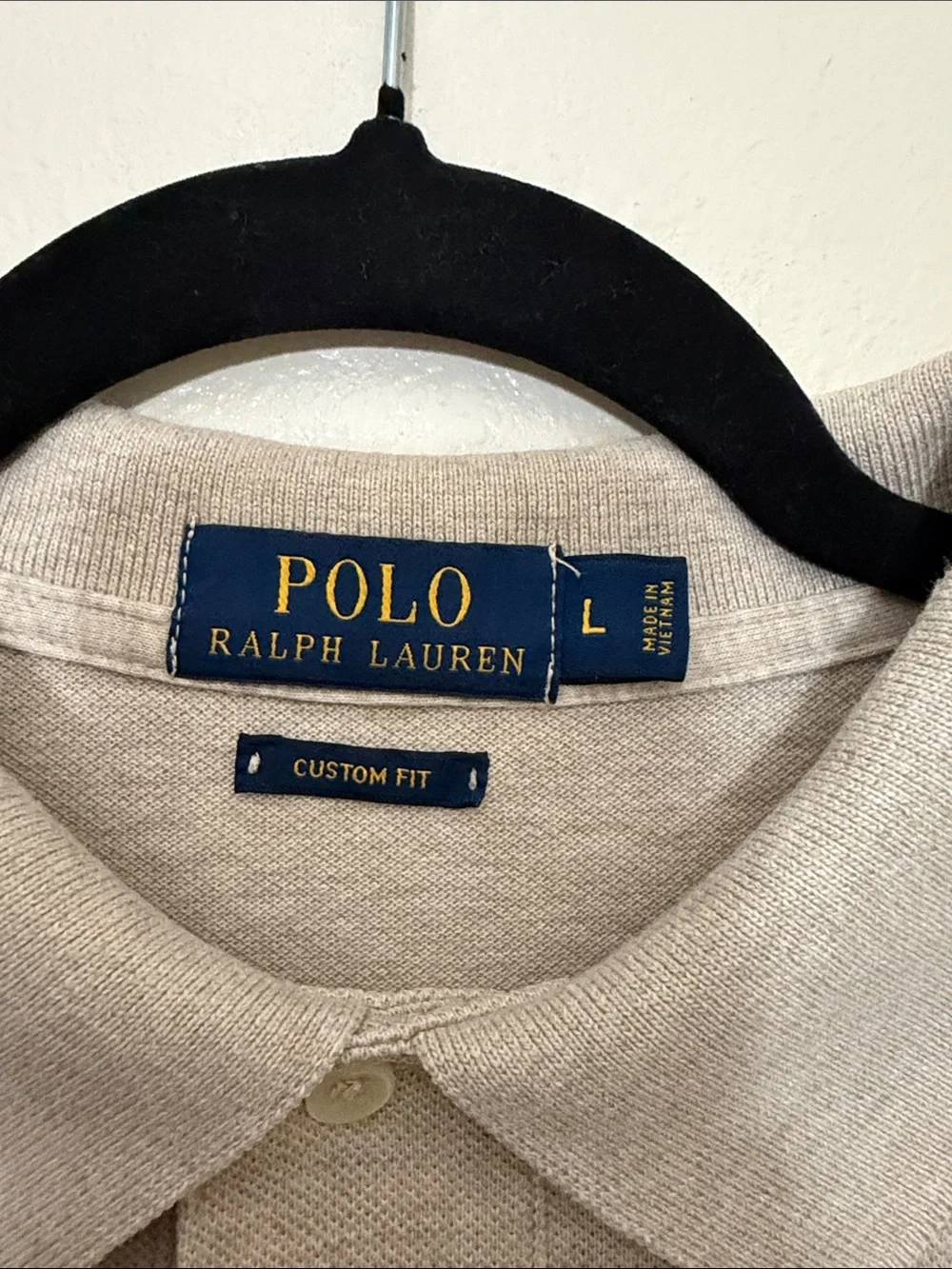 Men’s Polo by Ralph Lauren Preppy Light Beige Short-Sleeve Polo Shirt Size L